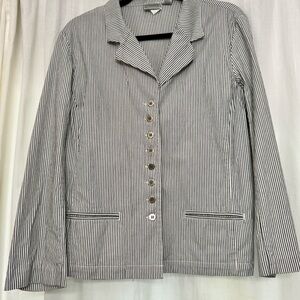 Chico's Navy and White Pinstripe Blazer Size2